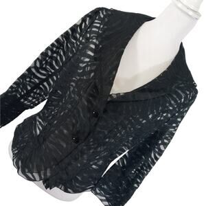 NWOT! NABI! SHEER BLACK ZEBRA STRIPED, BUTTON FRONT, DOUBLE COLLAR BLOUSE! SZ M